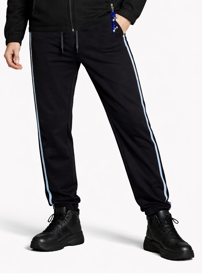 Men Black Stripe Track Joggers by IZGGI