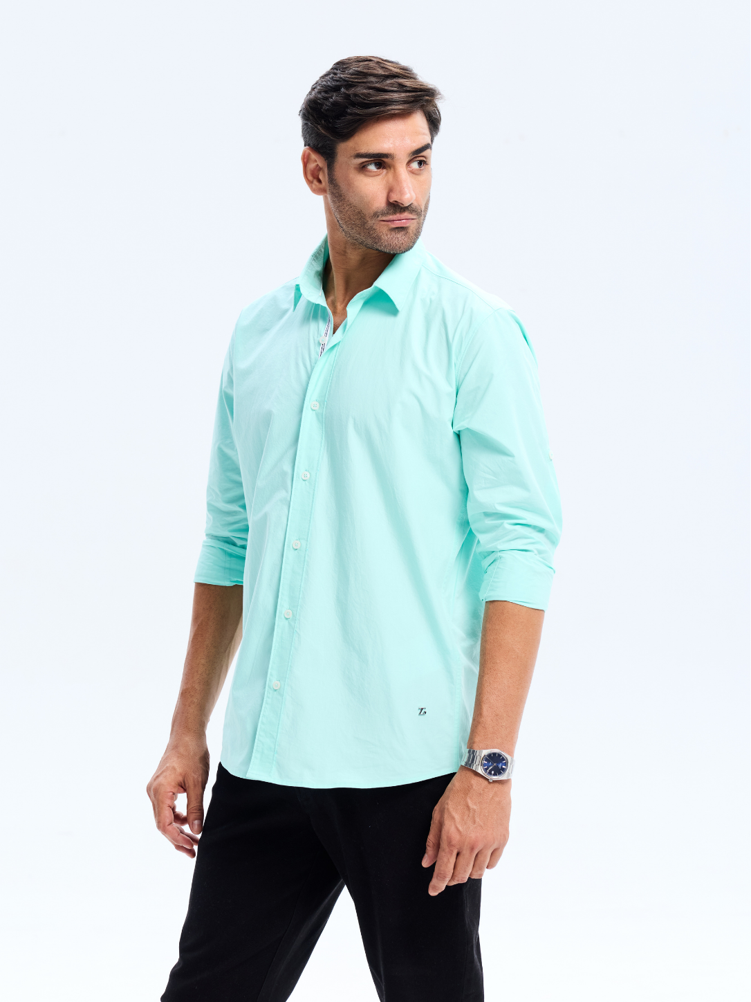 Sea Green Cotton Poplin Shirt