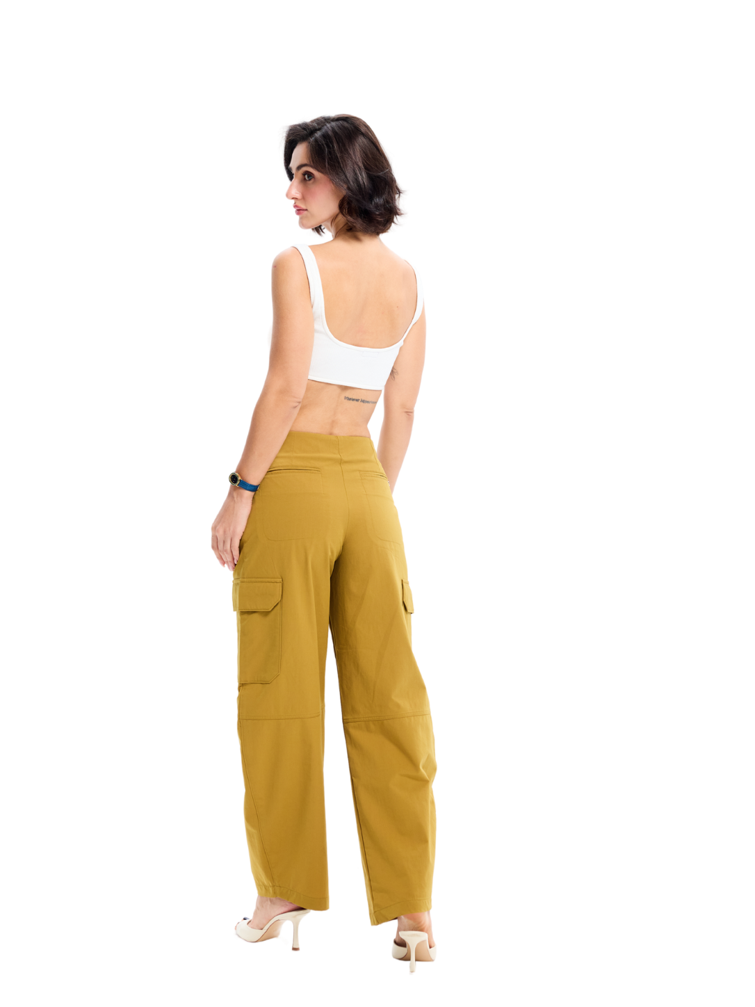 Olive Green Utility Barrel Cargo Trousers