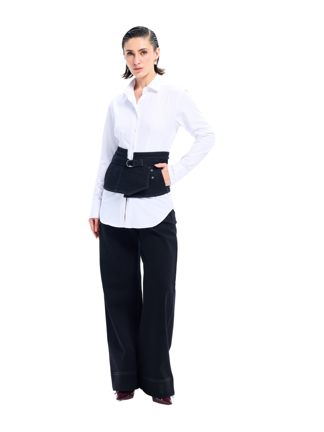Black Denim Peplum Belt