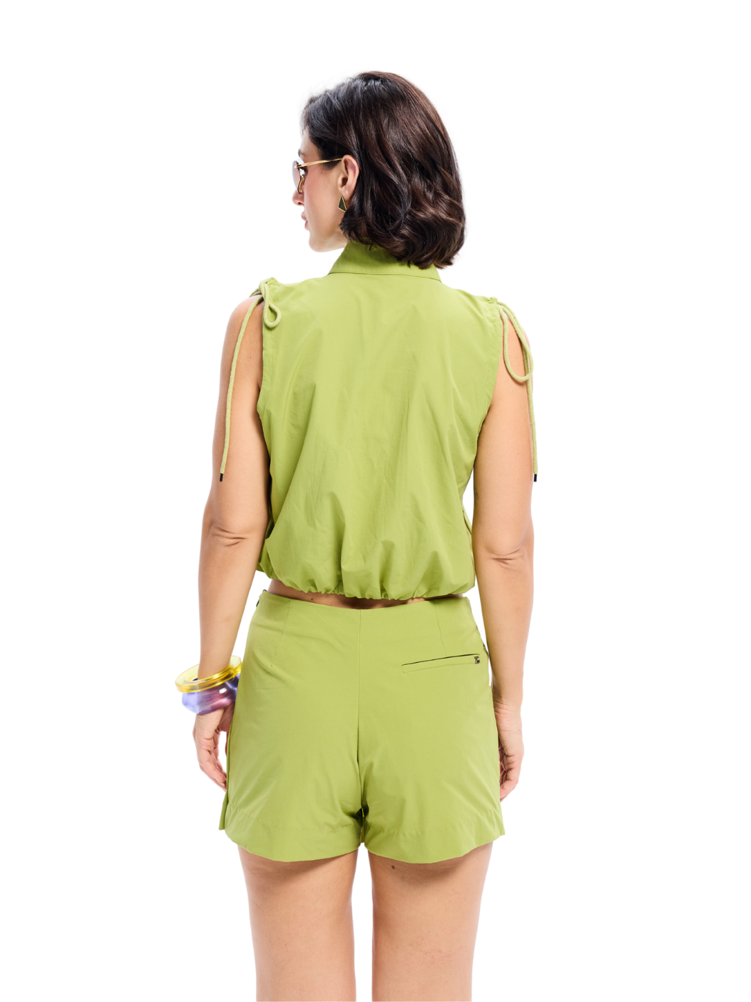 Green Cropped Utility Sleeveless Top