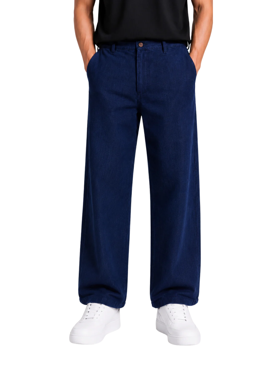 Navy Blue Cotton Slub Trousers