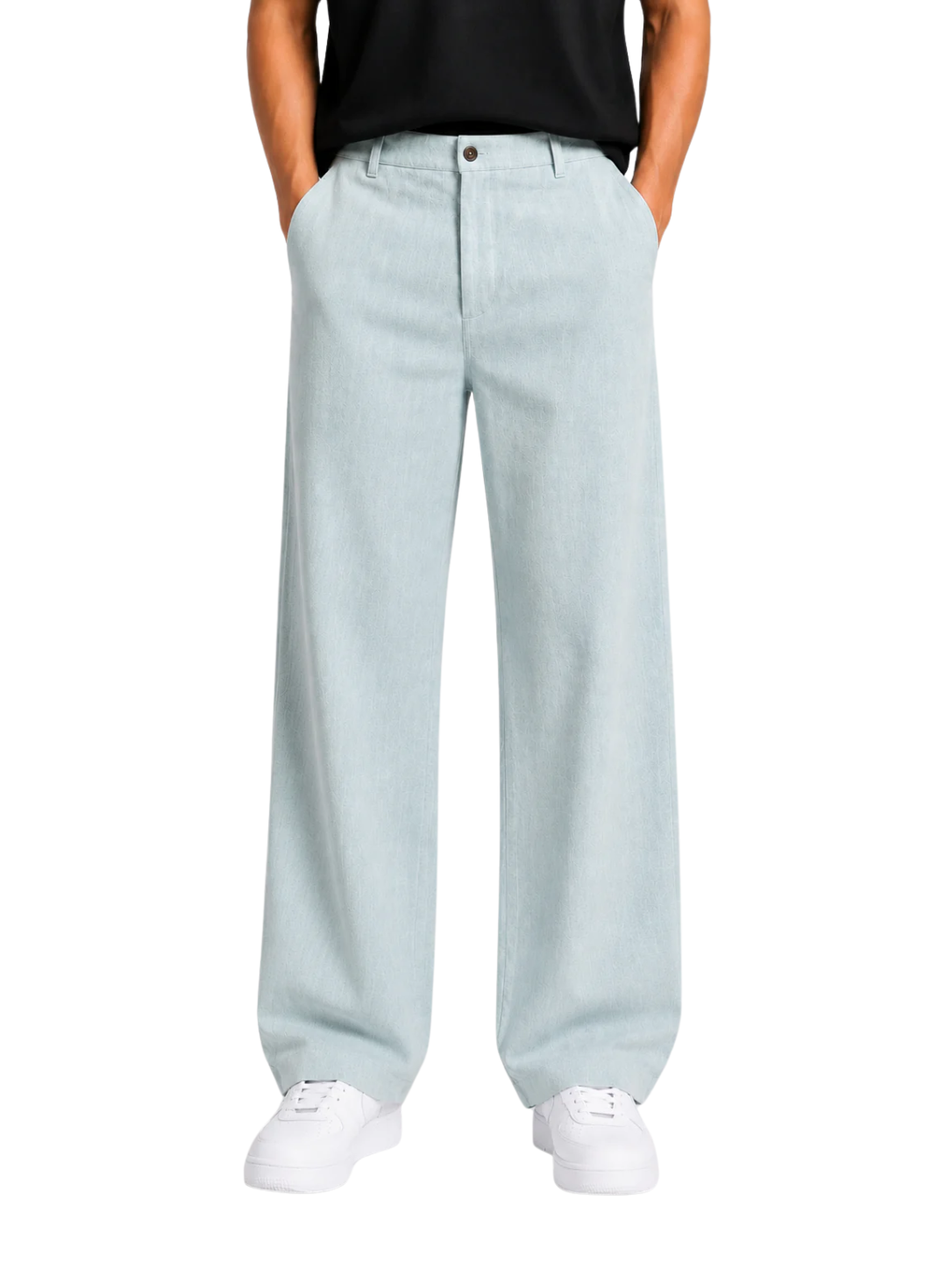 Ice Blue Cotton Slub Trousers
