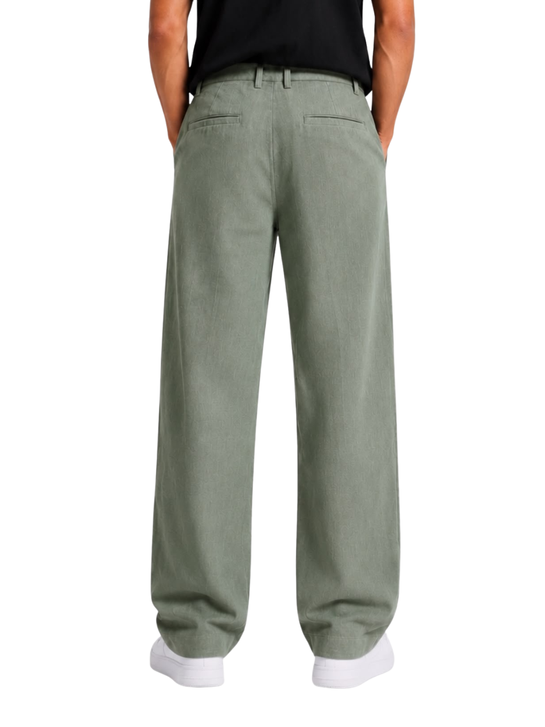 Green Cotton Slub Trousers