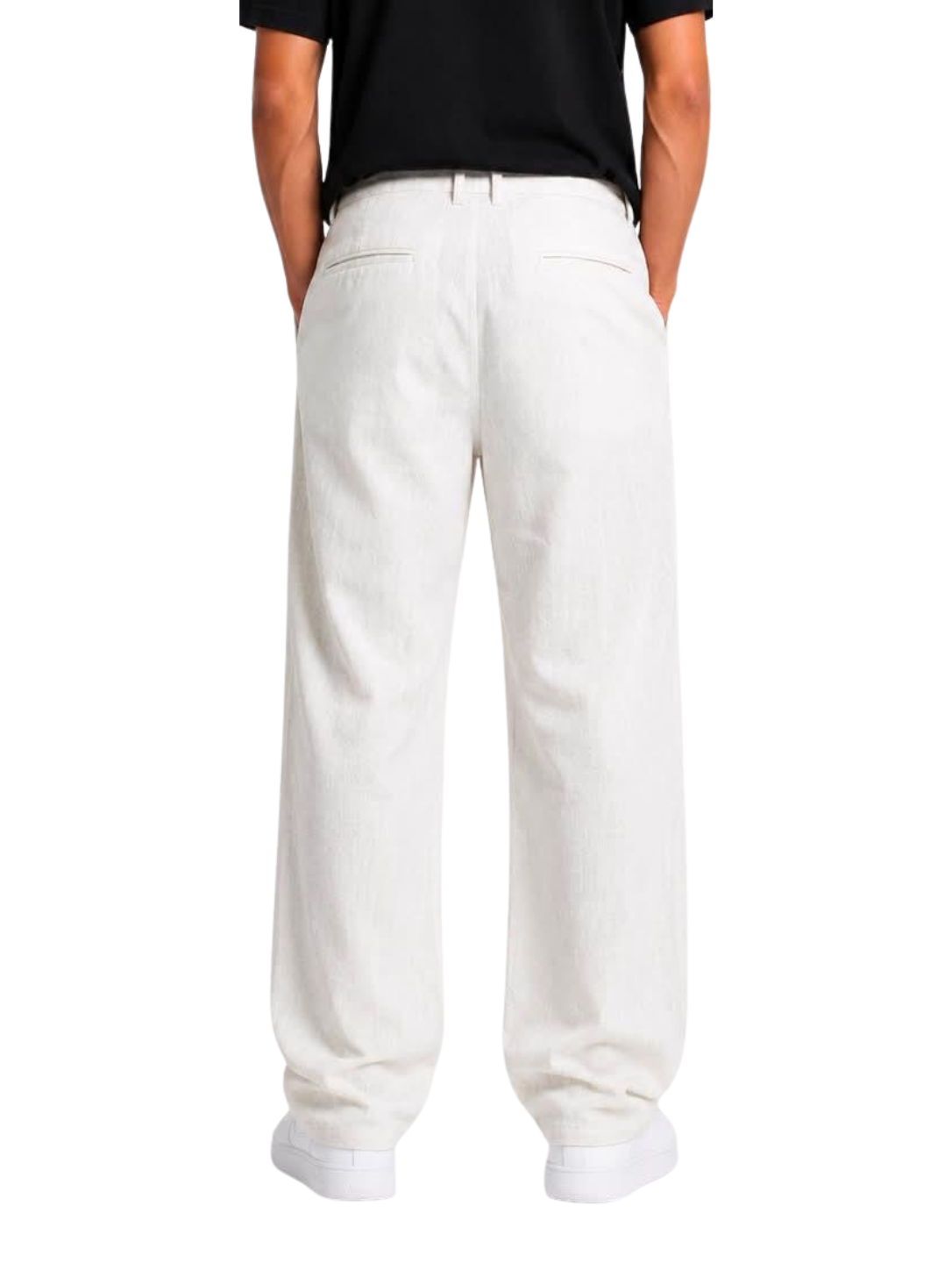 White Cotton Slub Trousers