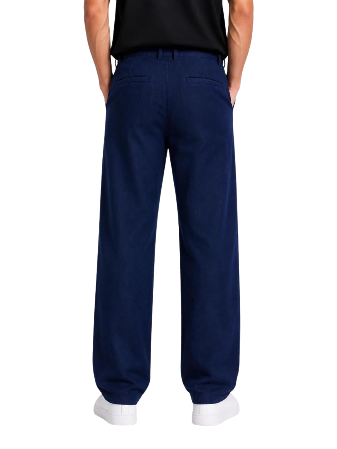 Navy Blue Cotton Slub Trousers