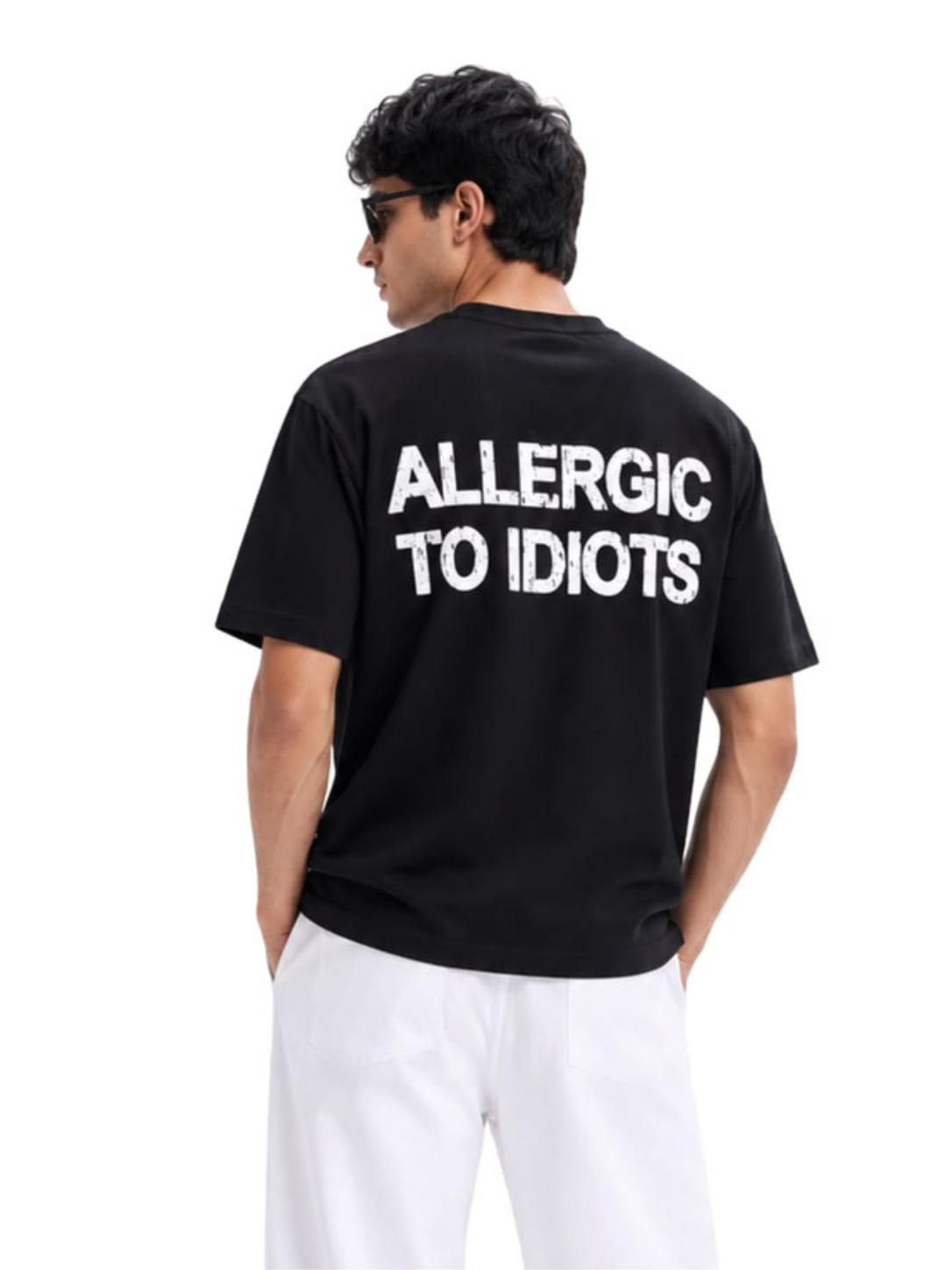 Black Cotton Allergic To Idiots Tee
